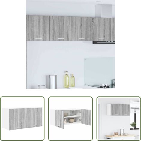 vidaXL Armario cocina moderno -  Mueble colgante con almacenamiento Gris Sonoma 80 x 31 x 40 cm