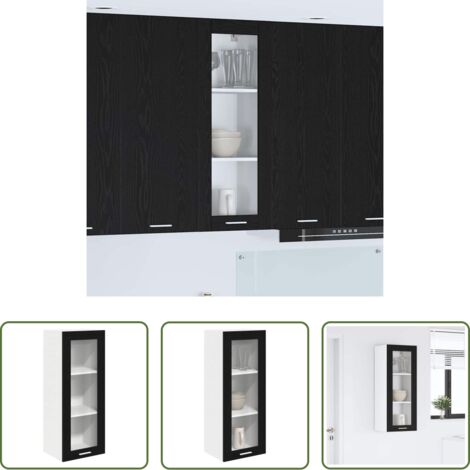 vidaXL Armario cocina moderno -  Mueble colgante con almacenamiento Roble Negro 40 x 31 x 100 cm