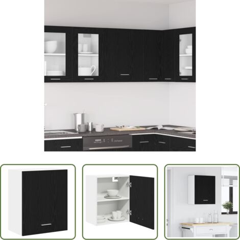 vidaXL Armario cocina moderno -  Mueble colgante con estante Riga Roble negro 50 x 31 x 60 cm