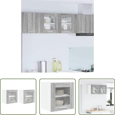 vidaXL Armario cocina moderno -  Mueble colgante con puerta 2 pcs Gris Sonoma 40 x 31 x 40 cm