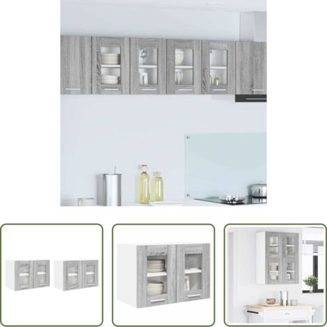 vidaXL Armario cocina moderno -  Mueble colgante con puerta 2 pcs Gris Sonoma 60 x 31 x 40 cm
