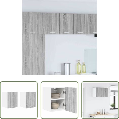vidaXL Armario cocina moderno -  Mueble colgante con puerta 2 pcs Gris Sonoma y 30 x 31 x 40 cm