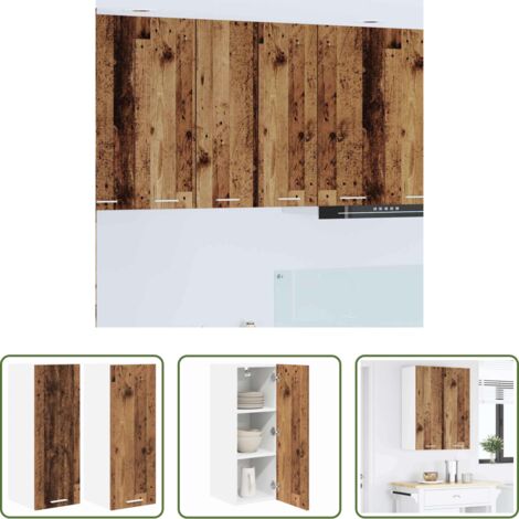vidaXL Armario cocina moderno -  Mueble colgante con puerta 2 pcs Madera Vieja y 30 x 31 x 80 cm