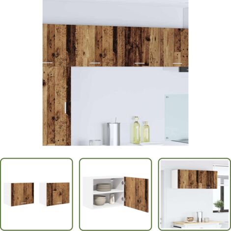 vidaXL Armario cocina moderno -  Mueble colgante con puerta 2 pcs Madera Vieja y 50 x 31 x 40 cm