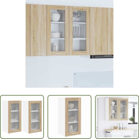 vidaXL Armario cocina moderno -  Mueble colgante con puerta 2 pcs Roble Sonoma 40 x 31 x 80 cm