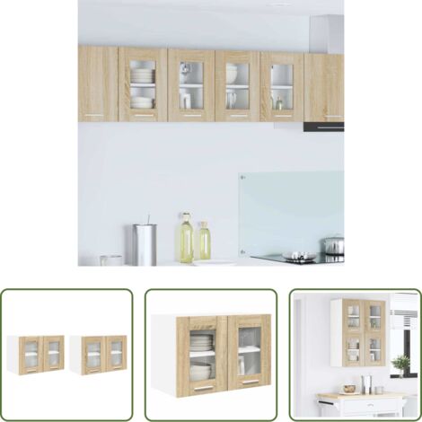 vidaXL Armario cocina moderno -  Mueble colgante con puerta 2 pcs Roble Sonoma 60 x 31 x 40 cm