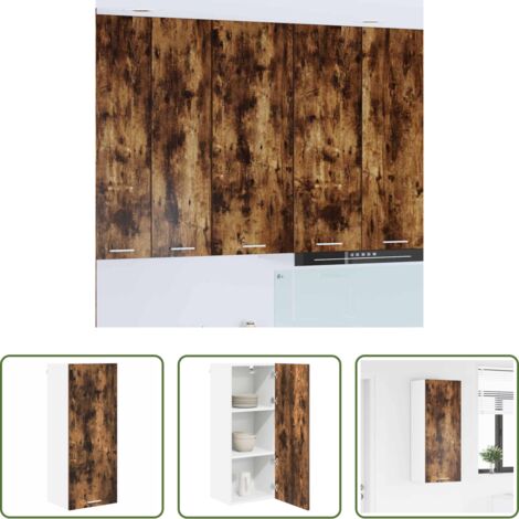 vidaXL Armario cocina moderno -  Mueble colgante con puerta Roble ahumado 40 x 31 x 100 cm