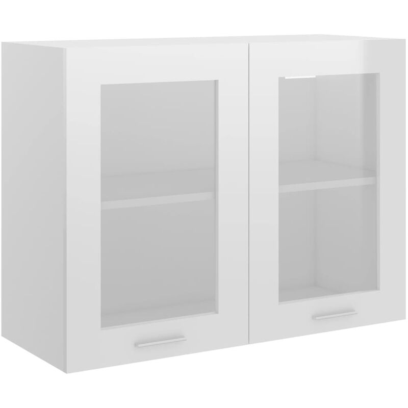 

vidaXL Armario colgante cristal y aglomerado blanco brillo 80x31x60 cm - Blanco