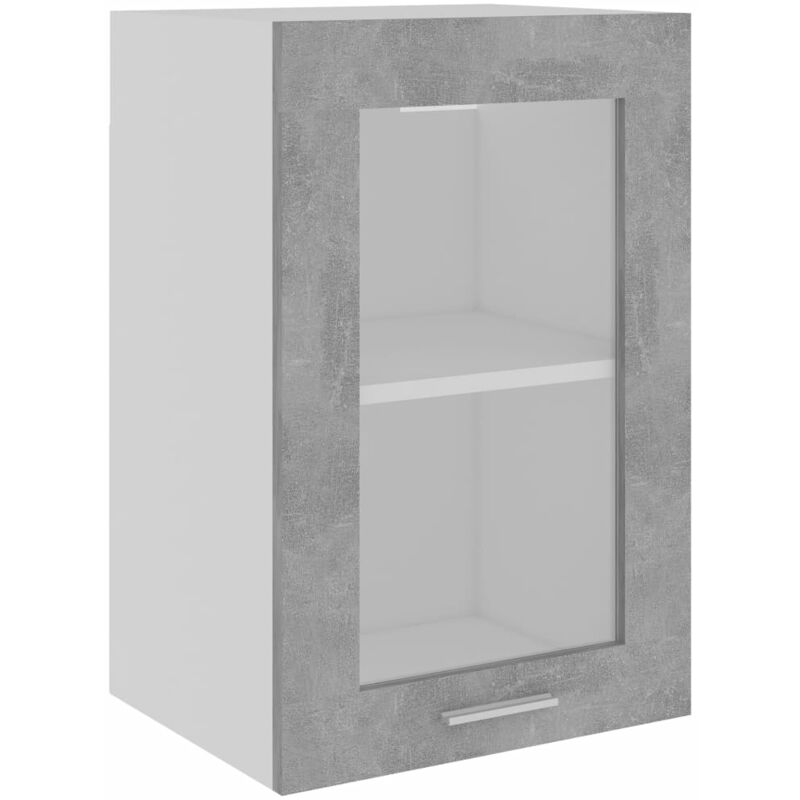 

vidaXL Armario colgante cristal y aglomerado gris hormigón 40x31x60 cm - Gris
