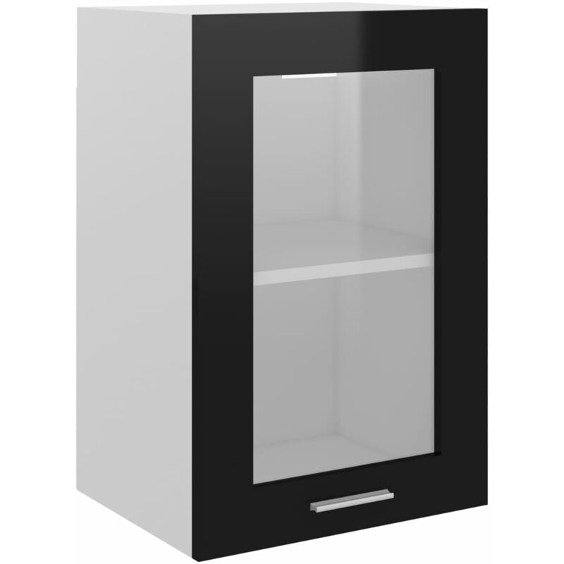 

Armario colgante cristal y aglomerado negro brillo 40x31x60 cm - Negro - Vidaxl