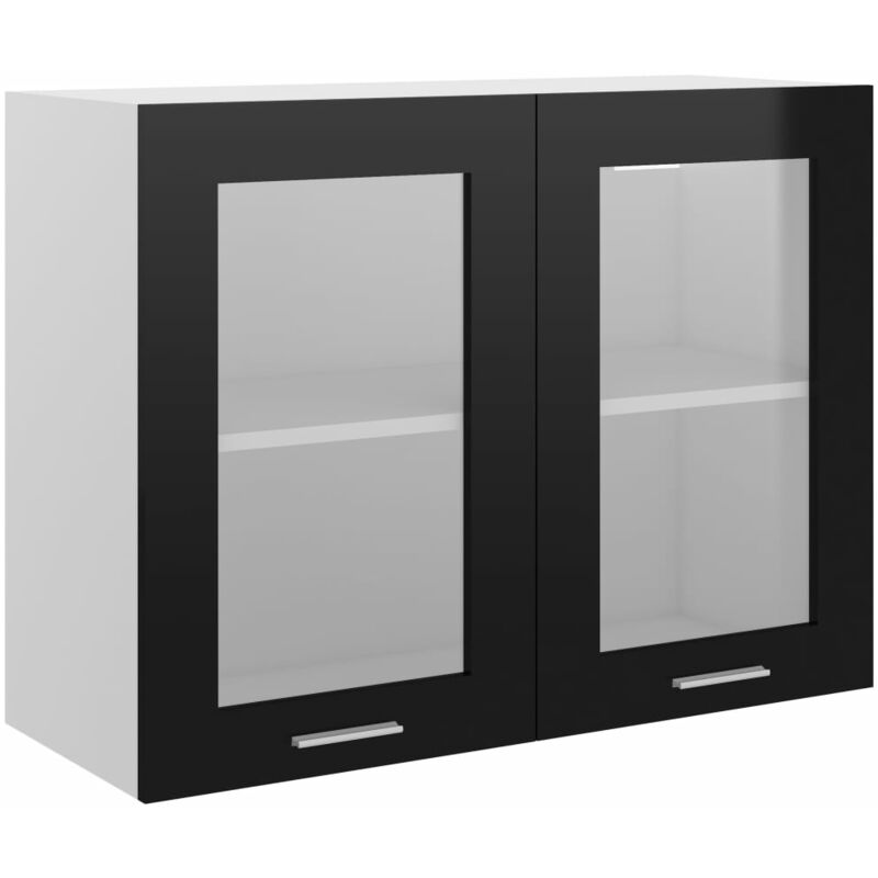 

Armario colgante cristal y aglomerado negro brillo 80x31x60 cm - Negro - Vidaxl