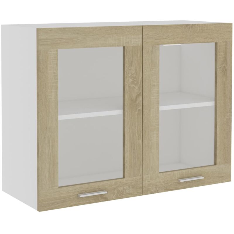 

vidaXL Armario colgante cristal y aglomerado roble sonoma 80x31x60 cm - Marrón