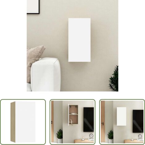 vidaXL Armario colgante -  Mueble para TV madera contrachapada blanco y roble 30,5x30x60cm