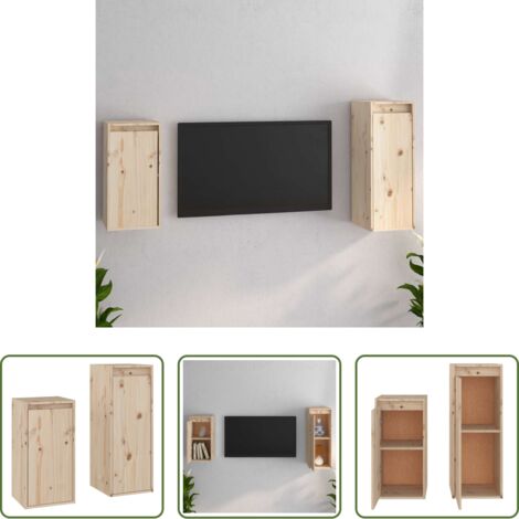 vidaXL Armario colgante -  Muebles para TV 2 piezas madera maciza de pino
