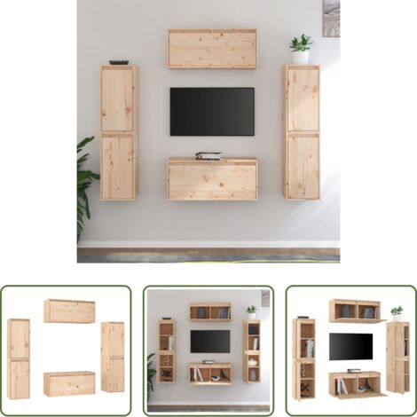 vidaXL Armario colgante -  Muebles para TV 6 piezas madera maciza de pino