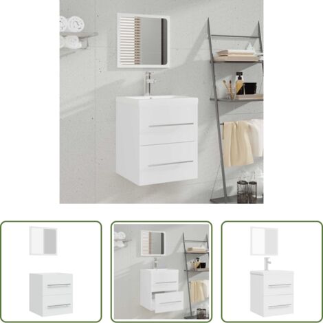 vidaXL Armario con espejo -  Armario de baño con espejo blanco 41x38,5x48 cm