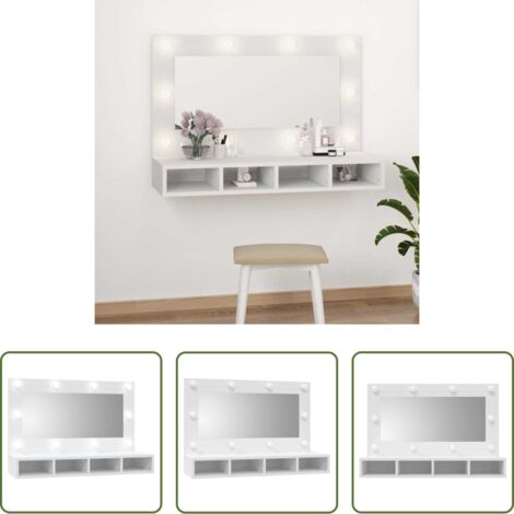 vidaXL Armario con espejo y LED -  Mueble con espejo y luces LED blanco 90x31,5x62 cm
