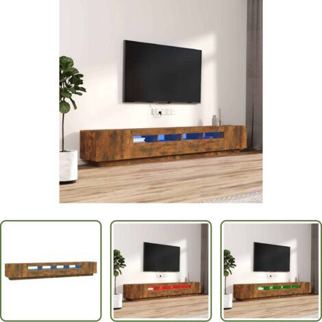 vidaXL Armario con luces LED -  Set de muebles TV con LEDS 3 pzas contrachapada roble ahumado