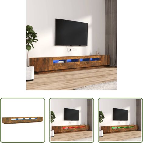 vidaXL Armario con luces LED -  Set de muebles TV con LEDS 3 pzas contrachapada roble ahumado