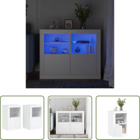 vidaXL Armario con luces RGB -  Armarios auxiliares luces LED 2 uds madera de ingeniería blanco