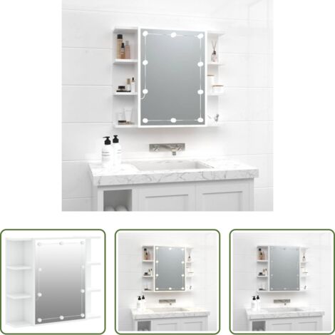 vidaXL Armario con luz -  Mueble con espejo y luces LED blanco brillante 70x16,5x60 cm