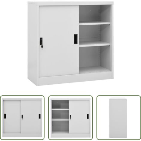 vidaXL Armario con puerta corredera -  Armario de oficina puerta corredera acero gris claro 90x40x90cm
