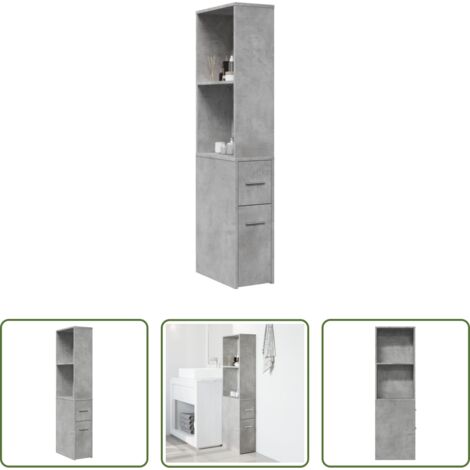 vidaXL Armario con ruedas -  Armario de baño estrecho con ruedas madera gris hormigón