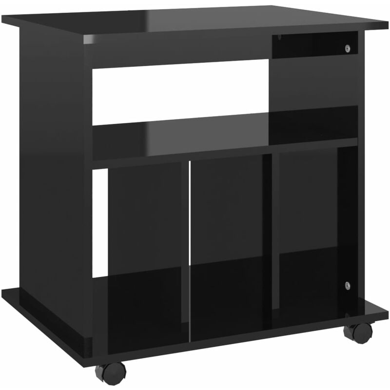 

Armario con ruedas de aglomerado 60x45x60 cm negro brillante - Negro - Vidaxl