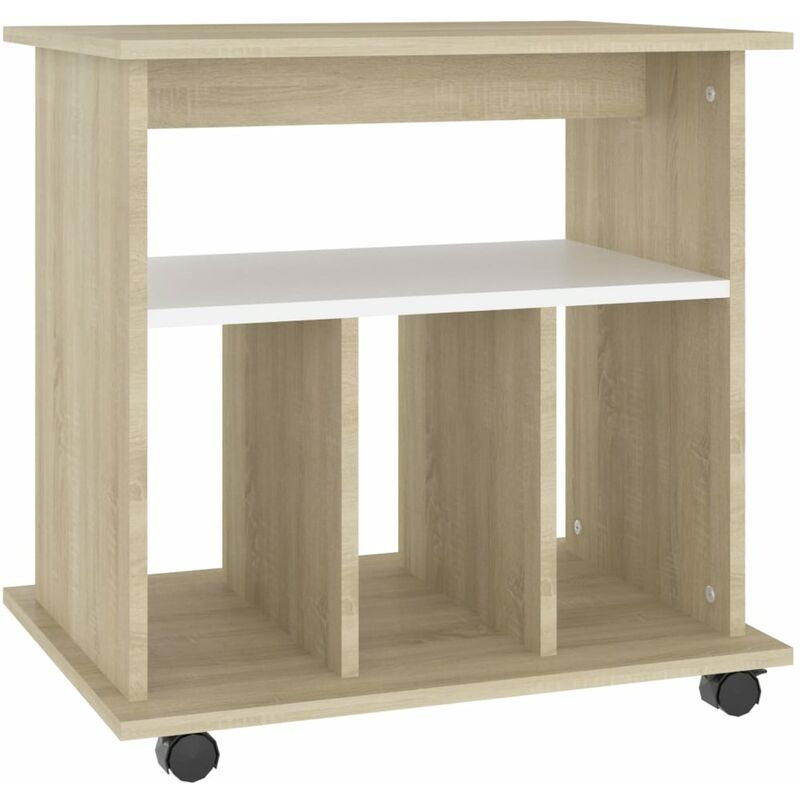 

Armario con ruedas de aglomerado 60x45x60 cm blanco y roble Sonoma - Blanco - Vidaxl