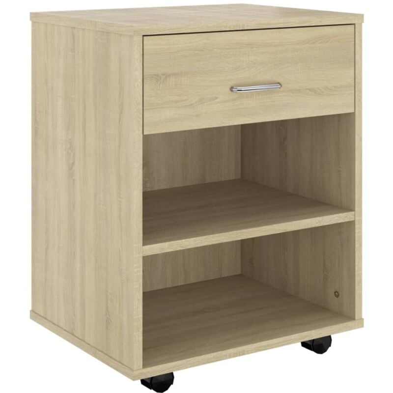 

vidaXL Armario con ruedas de aglomerado 46x36x59 cm roble Sonoma - Marrón