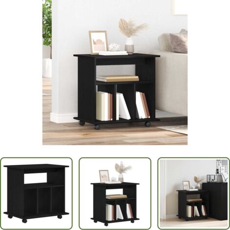 vidaXL Armario con ruedas -  Gabinete rodante con rueda Roble Negro 60 x 45 x 55 cm