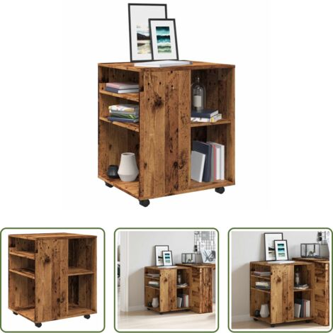 vidaXL Armario con ruedas para oficina -  Armario con ruedas madera de ingeniería envejecida 60x53x72 cm