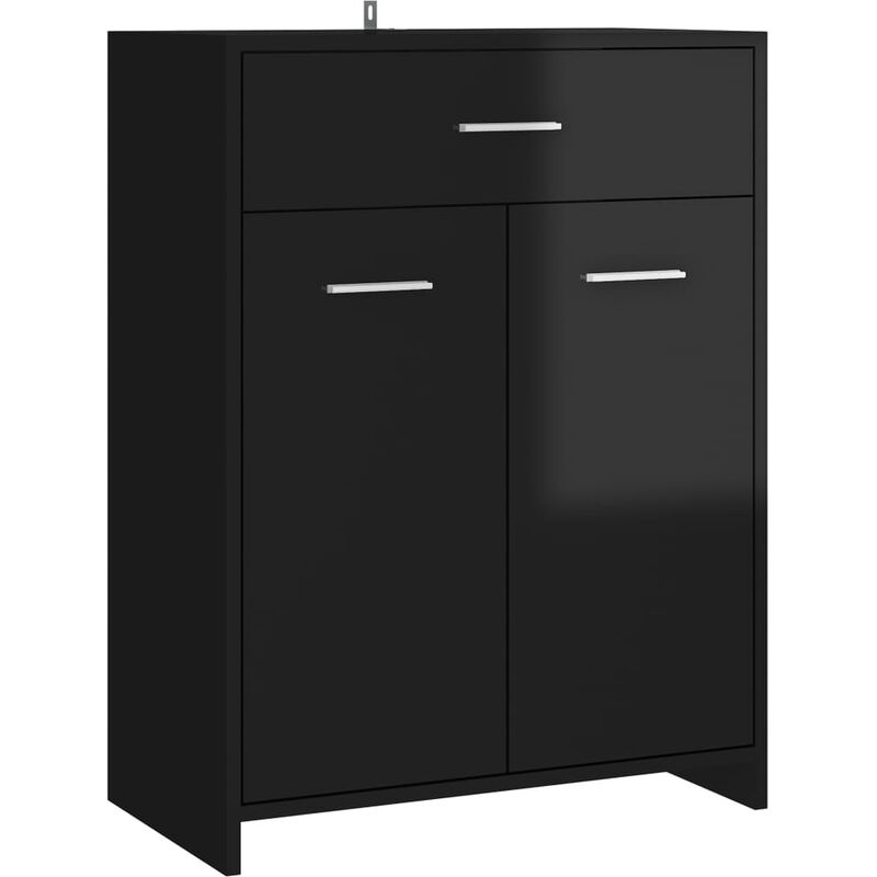 

vidaXL Armario cuarto de baño aglomerado negro brillante 60x33x80 cm - Negro