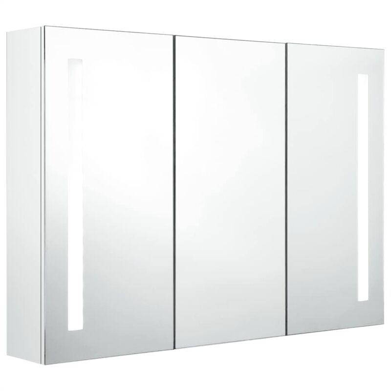 

Armario cuarto de baño con espejo LED 89x14x62 cm blanco brillo - Blanco - Vidaxl