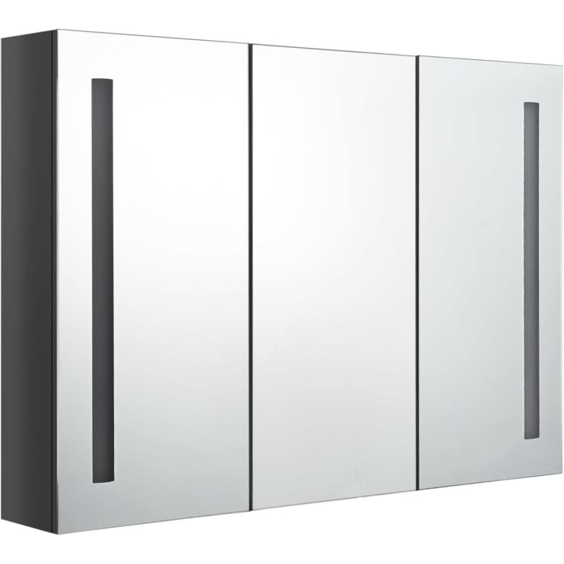 

vidaXL Armario cuarto de baño con espejo LED 89x14x62 cm gris brillo - Gris