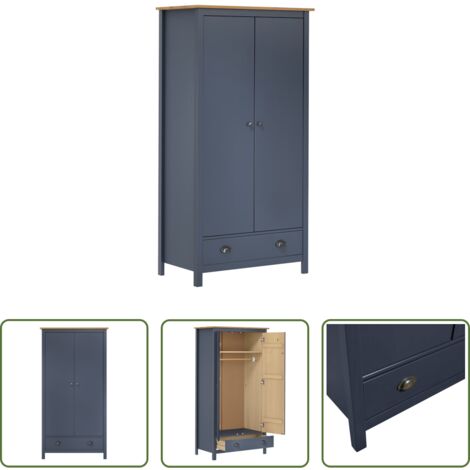 vidaXL Armario de 2 puertas -  Armario de 2 puertas Hill madera maciza pino gris 89x50x170cm