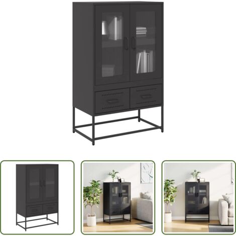 vidaXL Armario de acero -  Aparador de acero negro 68x39x111,5 cm