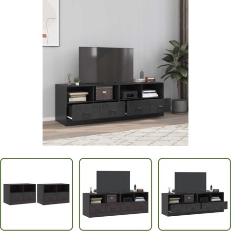 vidaXL Armario de acero -  Muebles para TV 2 unidades acero negro 67x39x44 cm