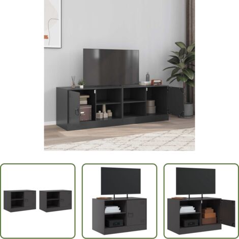 vidaXL Armario de acero -  Muebles para TV 2 unidades acero negro 67x39x44 cm