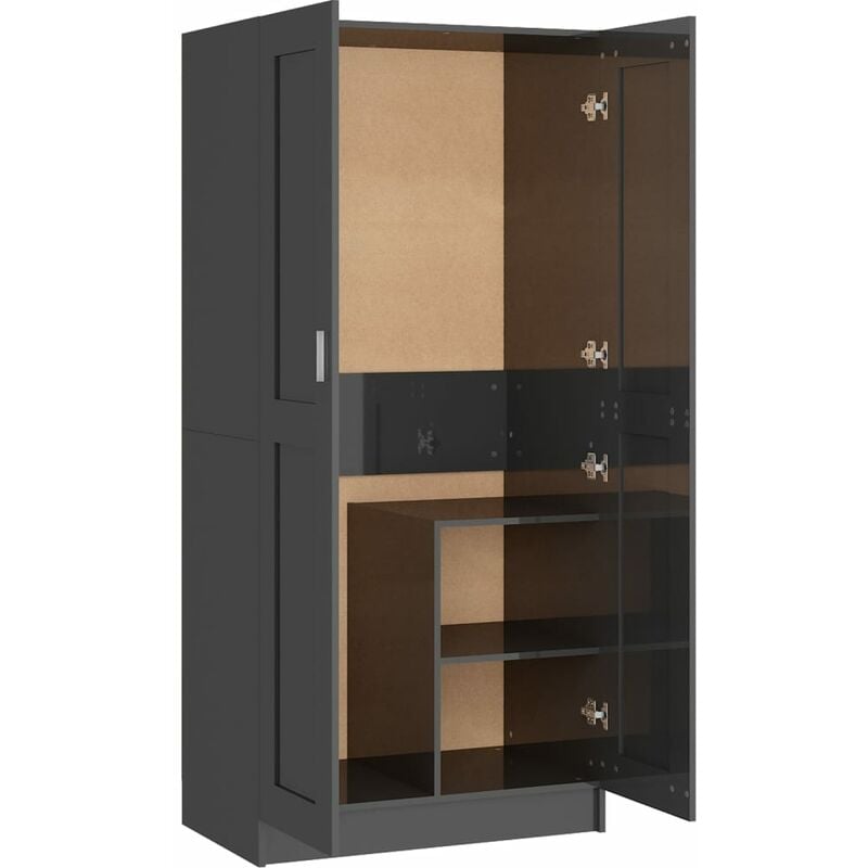 

Armario de aglomerado 82,5x51,5x180 cm negro con brillo - Gris - Vidaxl