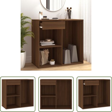 vidaXL Armario de almacenamiento -  Armario de maquillaje madera color roble marrón 80x40x75 cm