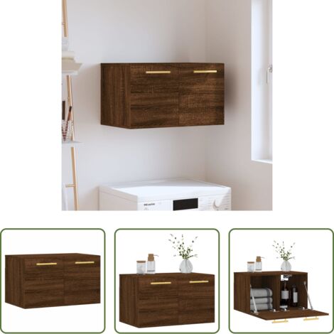 vidaXL Armario de almacenamiento -  Armario de pared madera ingeniería marrón roble 60x36,5x35 cm