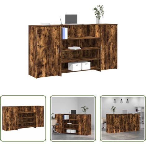 vidaXL Armario de almacenamiento -  Mostrador de recepción roble ahumado 200x50x103,5 cm