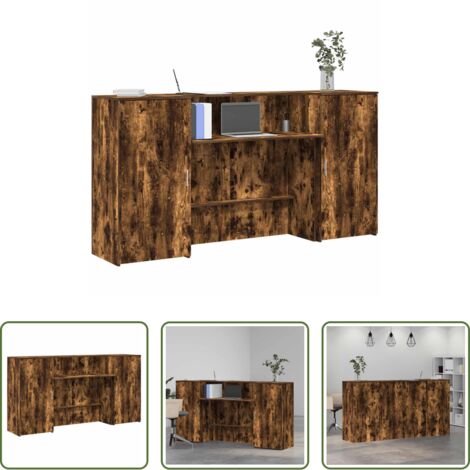 vidaXL Armario de almacenamiento -  Mostrador de recepción roble ahumado 200x50x103,5 cm