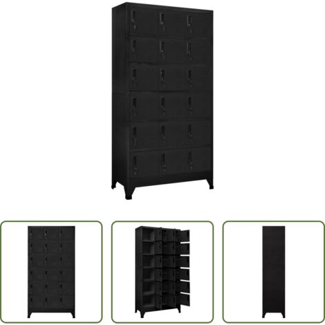 vidaXL Armario de almacenamiento -  Taquilla de acero negro 90x40x180 cm