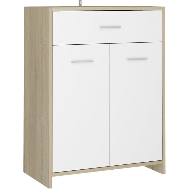 

vidaXL Armario de baño aglomerado blanco y roble Sonoma 60x33x80 cm - Blanco