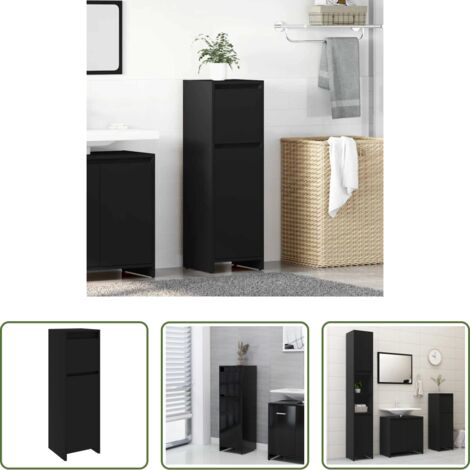 vidaXL Armario de baño compacto -  Armario de baño madera contrachapada negro 30x30x95 cm