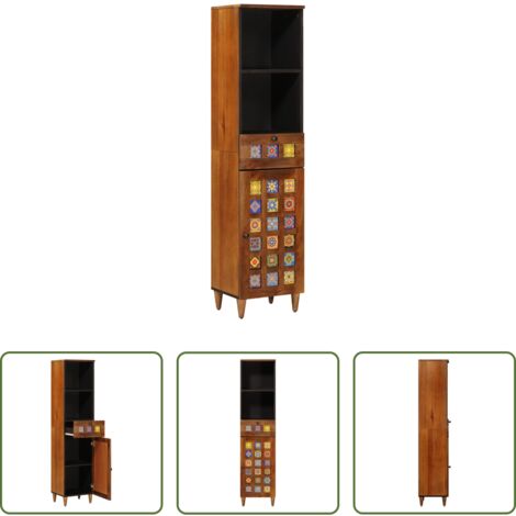 vidaXL Armario de baño con cajón -  Mueble de Cuarto de Baño con cajón Nogal 38 x 33 x 160 cm
