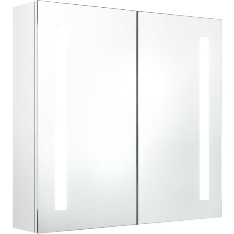 

Vidaxl - Armario de baño con espejo LED blanco brillante 62x14x60 cm - Blanco