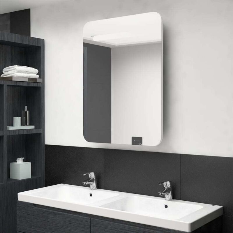 

vidaXL Armario de baño con espejo y LED blanco brillante 60x11x80 cm - Blanco